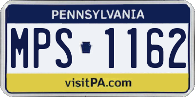 PA license plate MPS1162