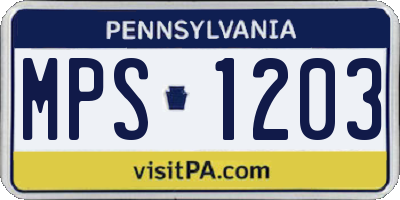 PA license plate MPS1203