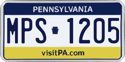 PA license plate MPS1205