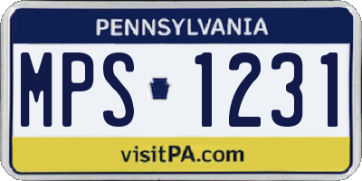 PA license plate MPS1231
