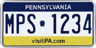 PA license plate MPS1234