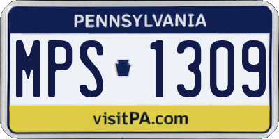 PA license plate MPS1309