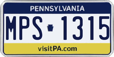 PA license plate MPS1315