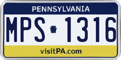 PA license plate MPS1316