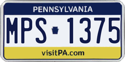 PA license plate MPS1375