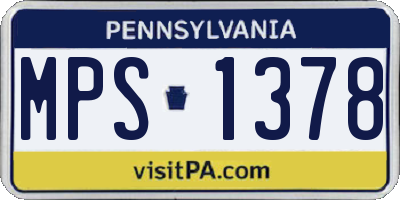 PA license plate MPS1378