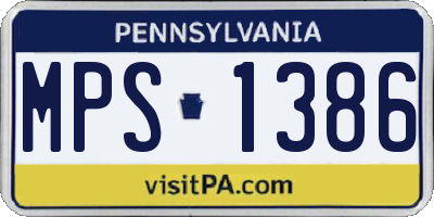 PA license plate MPS1386