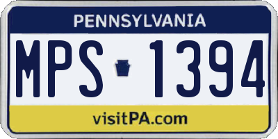 PA license plate MPS1394