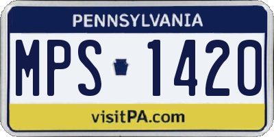 PA license plate MPS1420