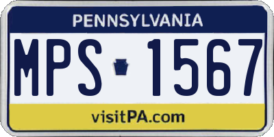 PA license plate MPS1567