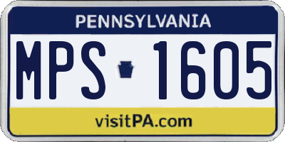 PA license plate MPS1605