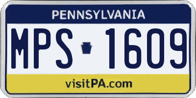 PA license plate MPS1609
