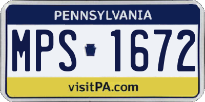 PA license plate MPS1672