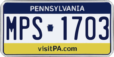 PA license plate MPS1703