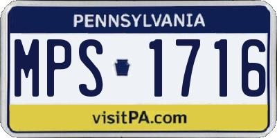 PA license plate MPS1716