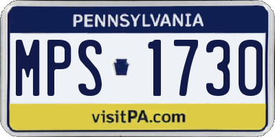 PA license plate MPS1730