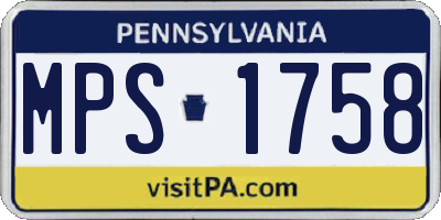 PA license plate MPS1758