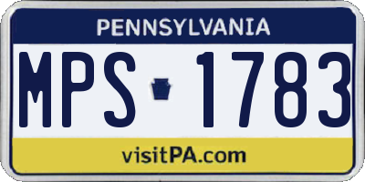 PA license plate MPS1783