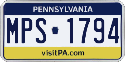 PA license plate MPS1794