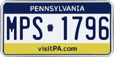 PA license plate MPS1796