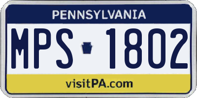 PA license plate MPS1802