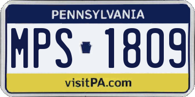 PA license plate MPS1809