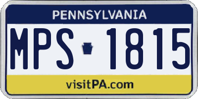 PA license plate MPS1815