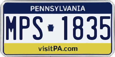 PA license plate MPS1835