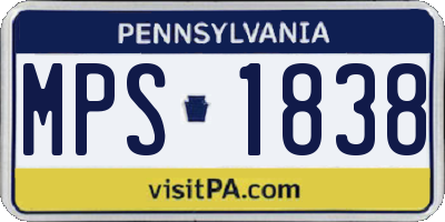 PA license plate MPS1838