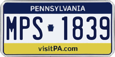 PA license plate MPS1839
