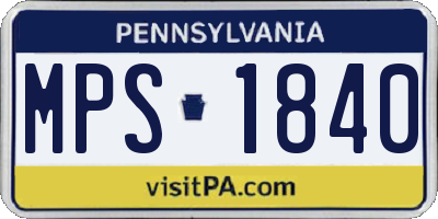 PA license plate MPS1840