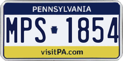 PA license plate MPS1854