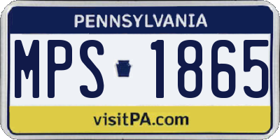 PA license plate MPS1865
