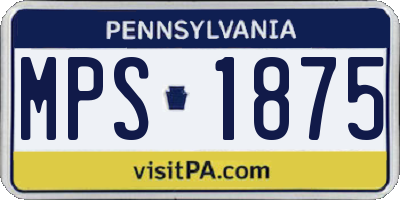 PA license plate MPS1875