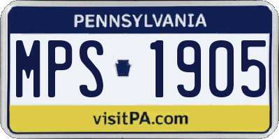 PA license plate MPS1905