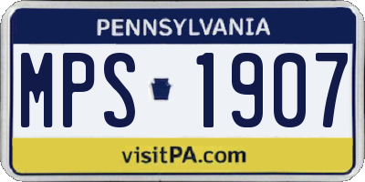 PA license plate MPS1907