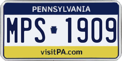 PA license plate MPS1909