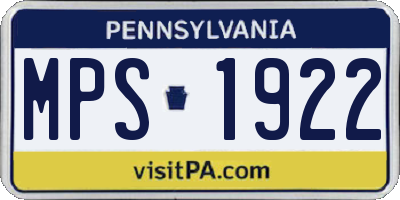 PA license plate MPS1922