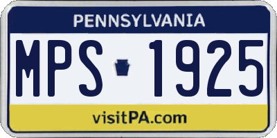 PA license plate MPS1925