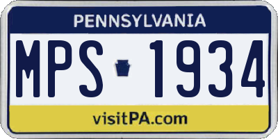 PA license plate MPS1934