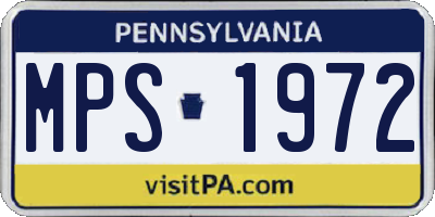 PA license plate MPS1972