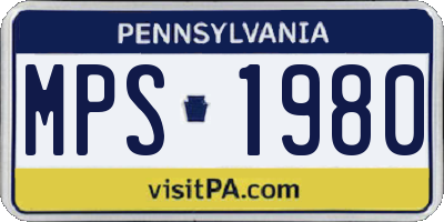 PA license plate MPS1980