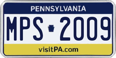 PA license plate MPS2009