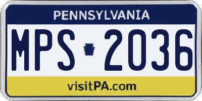 PA license plate MPS2036