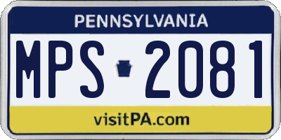 PA license plate MPS2081