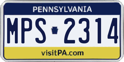 PA license plate MPS2314