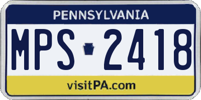 PA license plate MPS2418