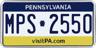PA license plate MPS2550