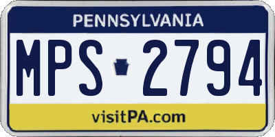PA license plate MPS2794