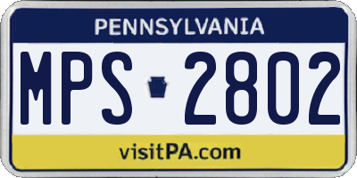 PA license plate MPS2802